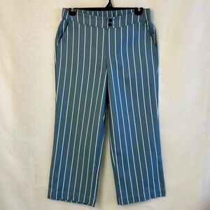 New Me by Jennie Garth Cotton Twill Striped Straight Leg Crop Pants / Sz 8